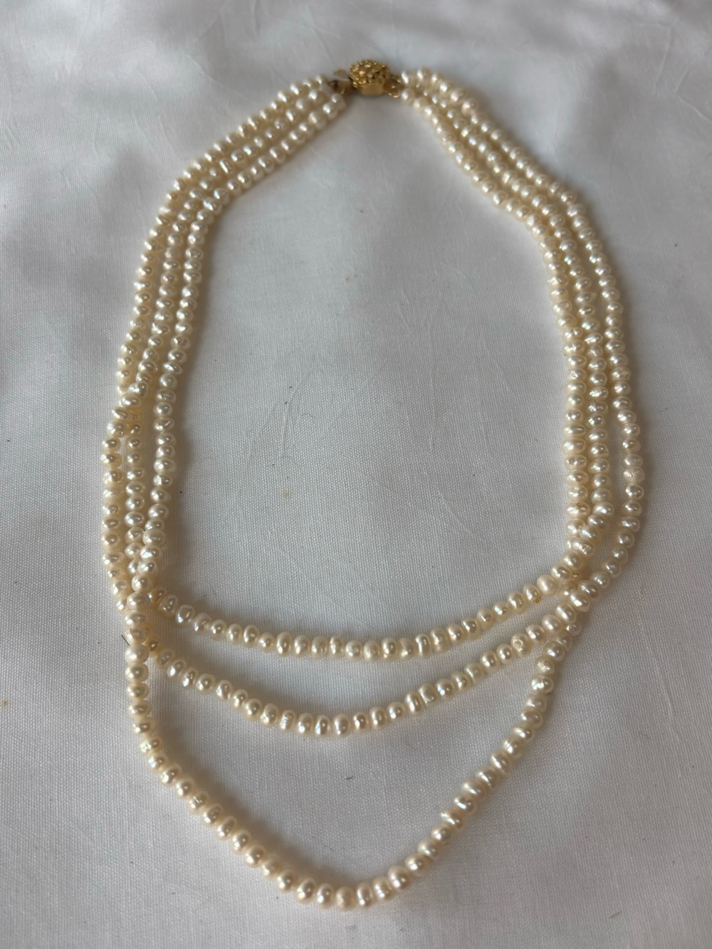 Avon Triple-Strand Cream Pearl Necklace with Gold-Tone Clasp